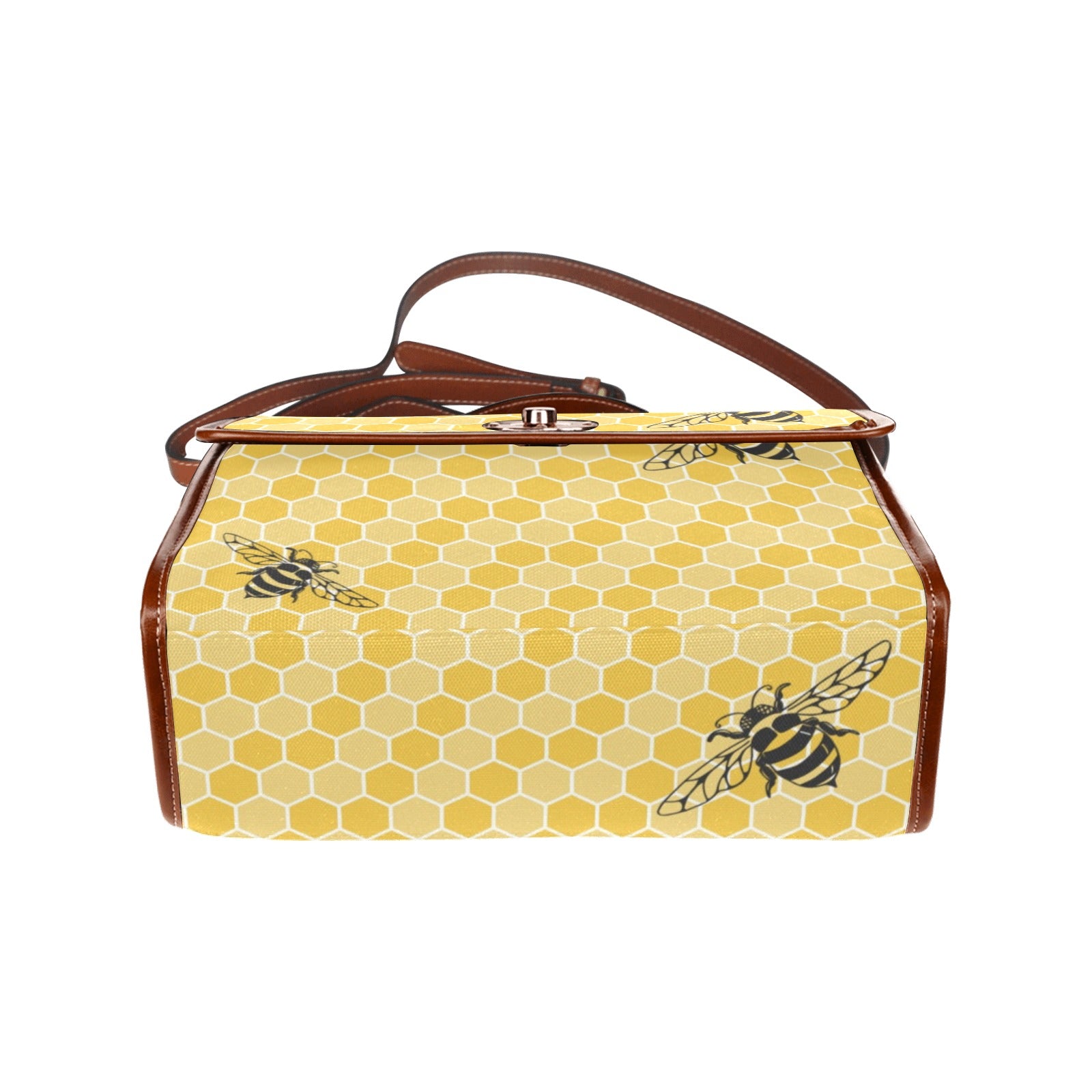 Retro Yellow Honey Bee Purse Handbag, Canvas Satchel Cross Body Bag