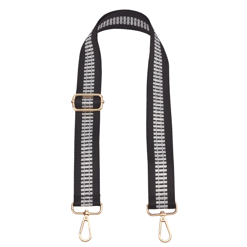 Black Silver Bars Purse Strap, Bag Strap | 31 - 51 Inch Guitar purse straps