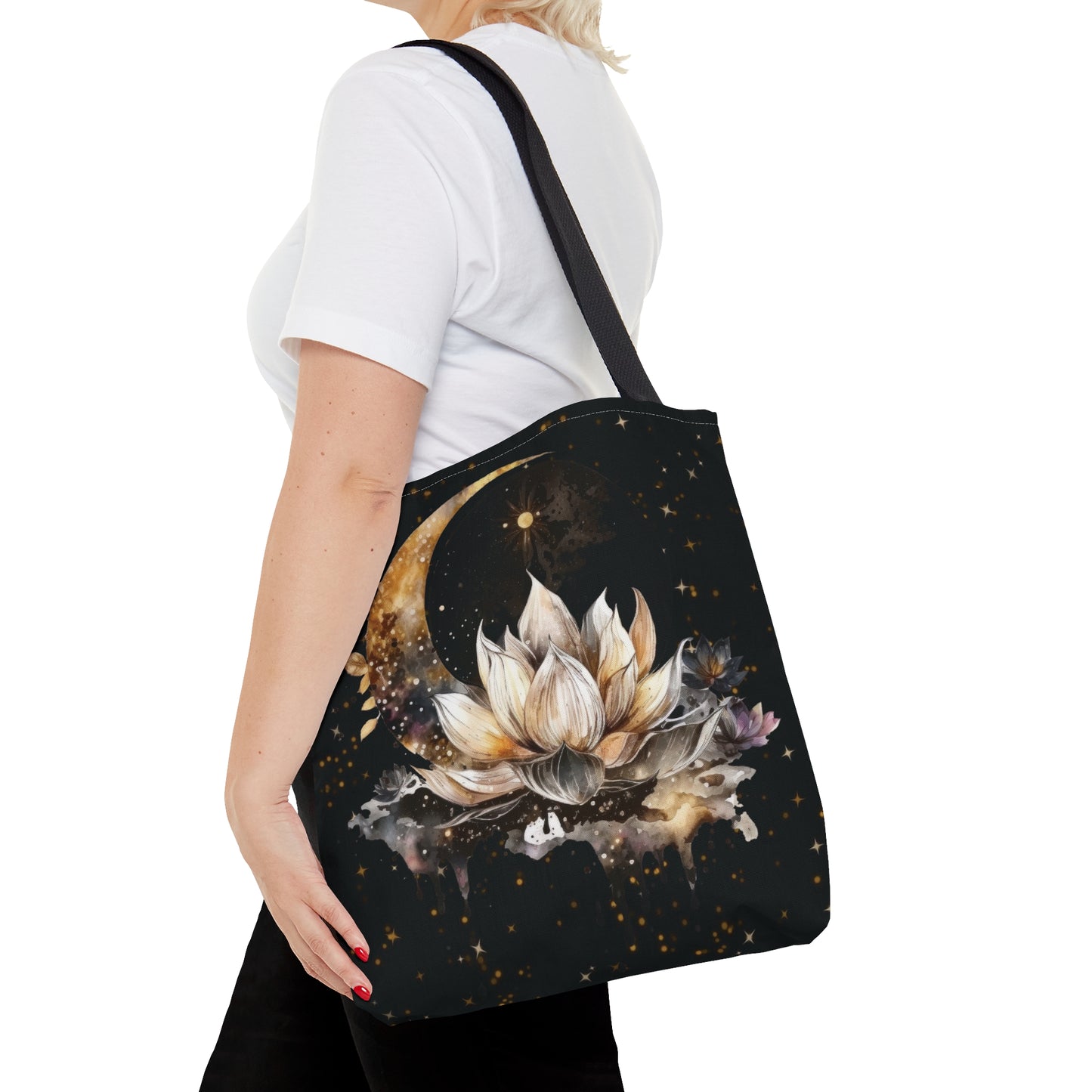 Lotus Moon Tote Bag, Dark Academia Bag, Witchy Bag