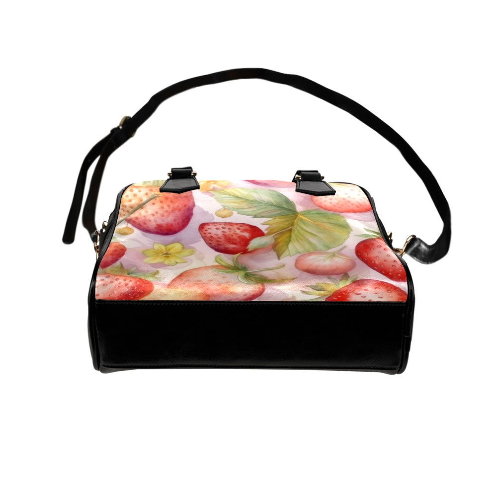 Cute Pink Strawberries Handbag Bowler Bag Purse