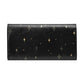 Moon and Lotus Flower Black Trifold Wallet Womens 7.5 Inch