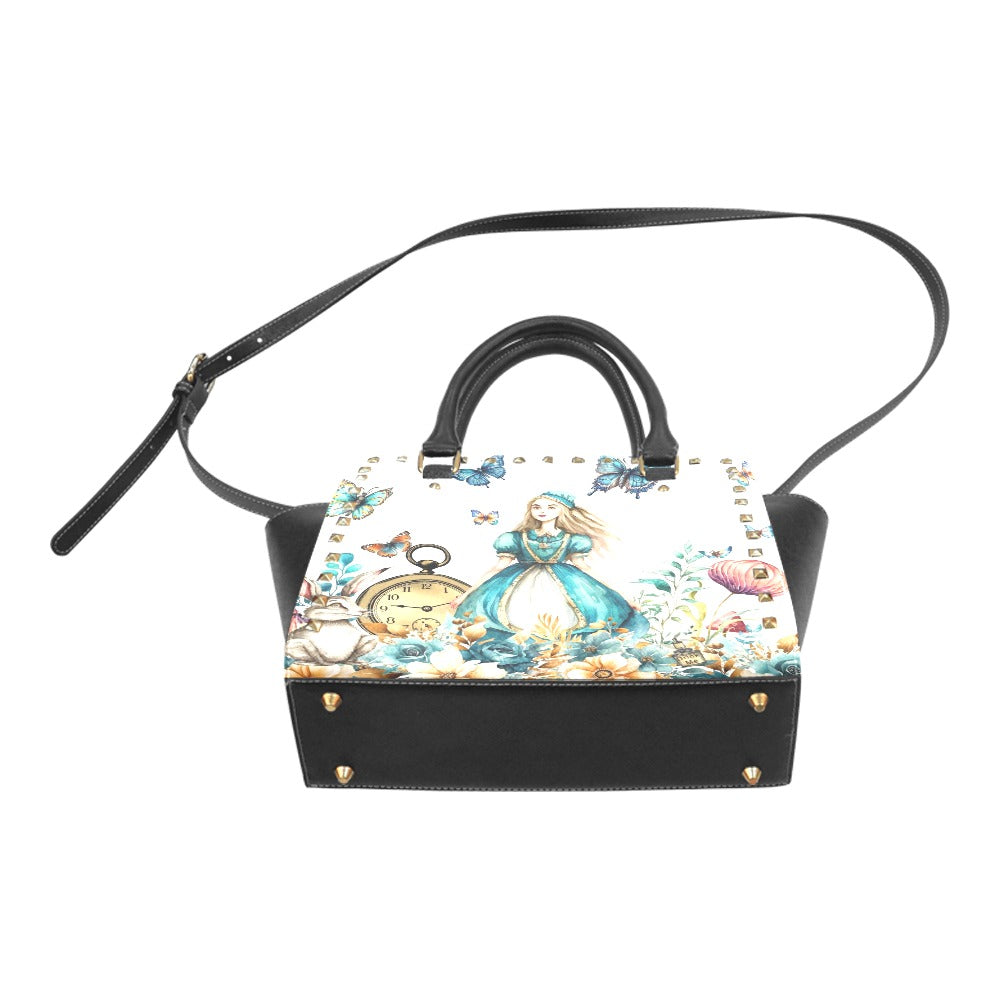 White Alice In Wonderland #21 Rivet Shoulder Bag