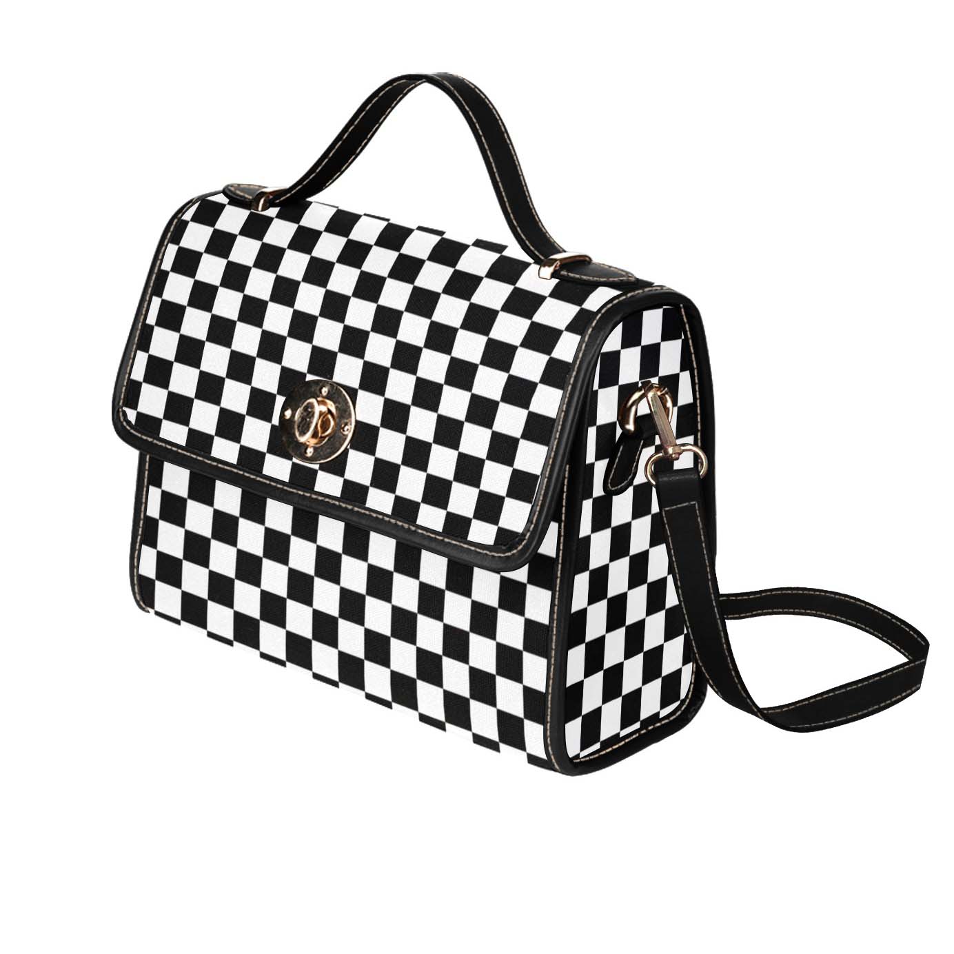 Black White Checkered Purse, Cross Body Purse