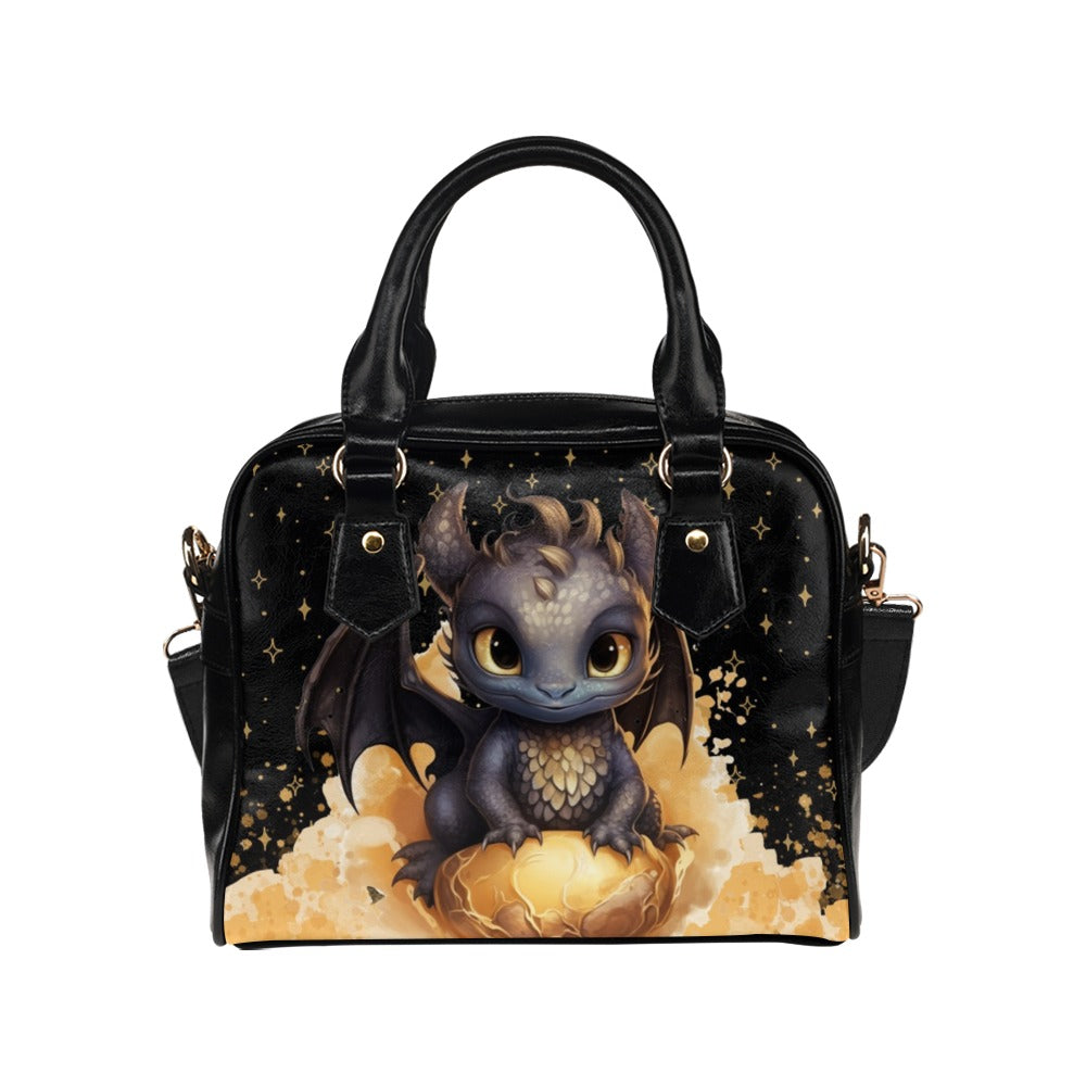 Baby Dragon Black Gold Bowler Bag Handbag Purse
