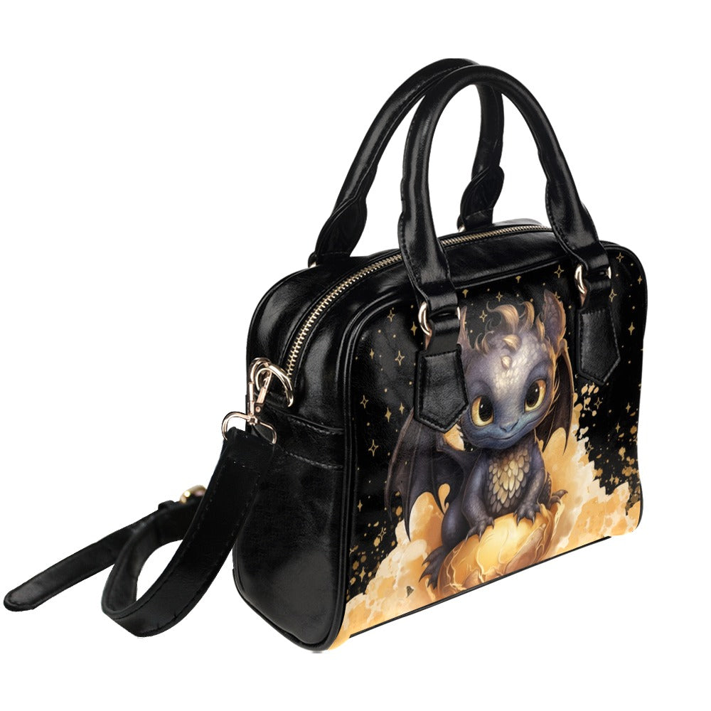 Baby Dragon Black Gold Bowler Bag Handbag Purse