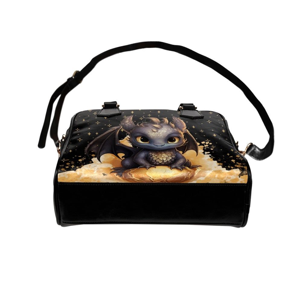 Baby Dragon Black Gold Bowler Bag Handbag Purse