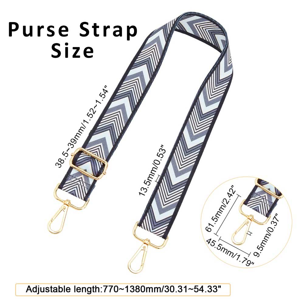 Blue Gray Zig Zag Purse Strap, Bag Strap | 31 - 51 Inch Guitar purse straps
