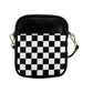 Checkered Mini Sling Bag Small Purse, Black White Checkered