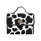 Cow Print Canvas Satchel Bag Purse, Cross Body Bag