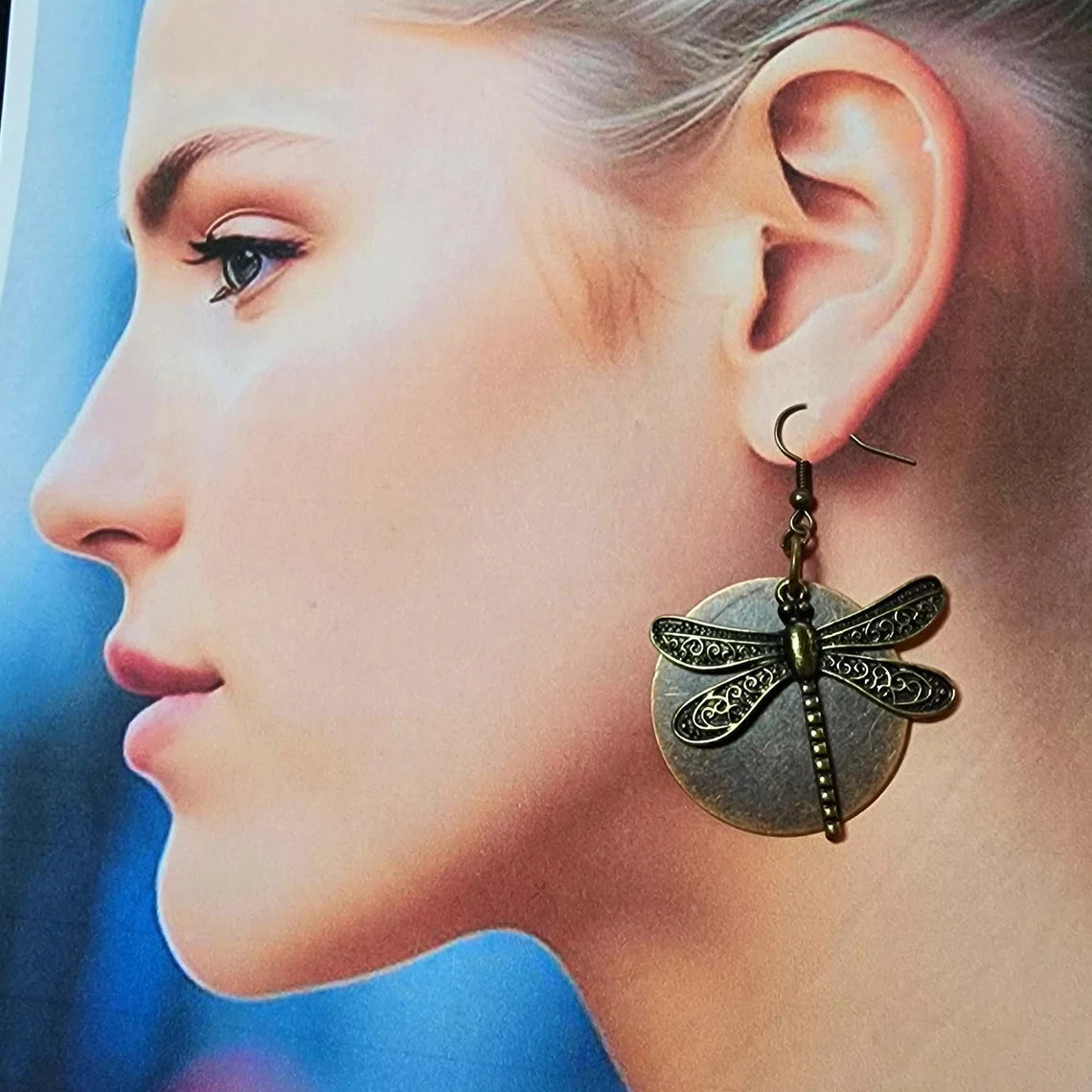 Mixed Metal Dragonfly Earrings