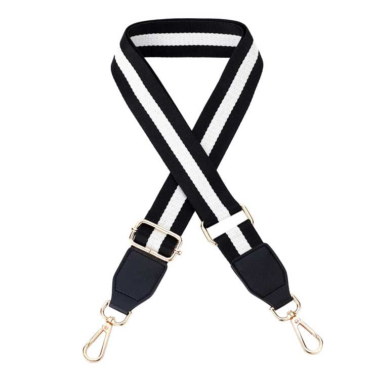Black and White Striped Purse Strap, Bag Strap | 33-54 Inch Guitar purse straps
