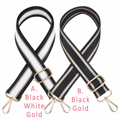BLACK GOLD STRIPED Purse & Bag Straps | Adjustable Length Crossbody purse straps