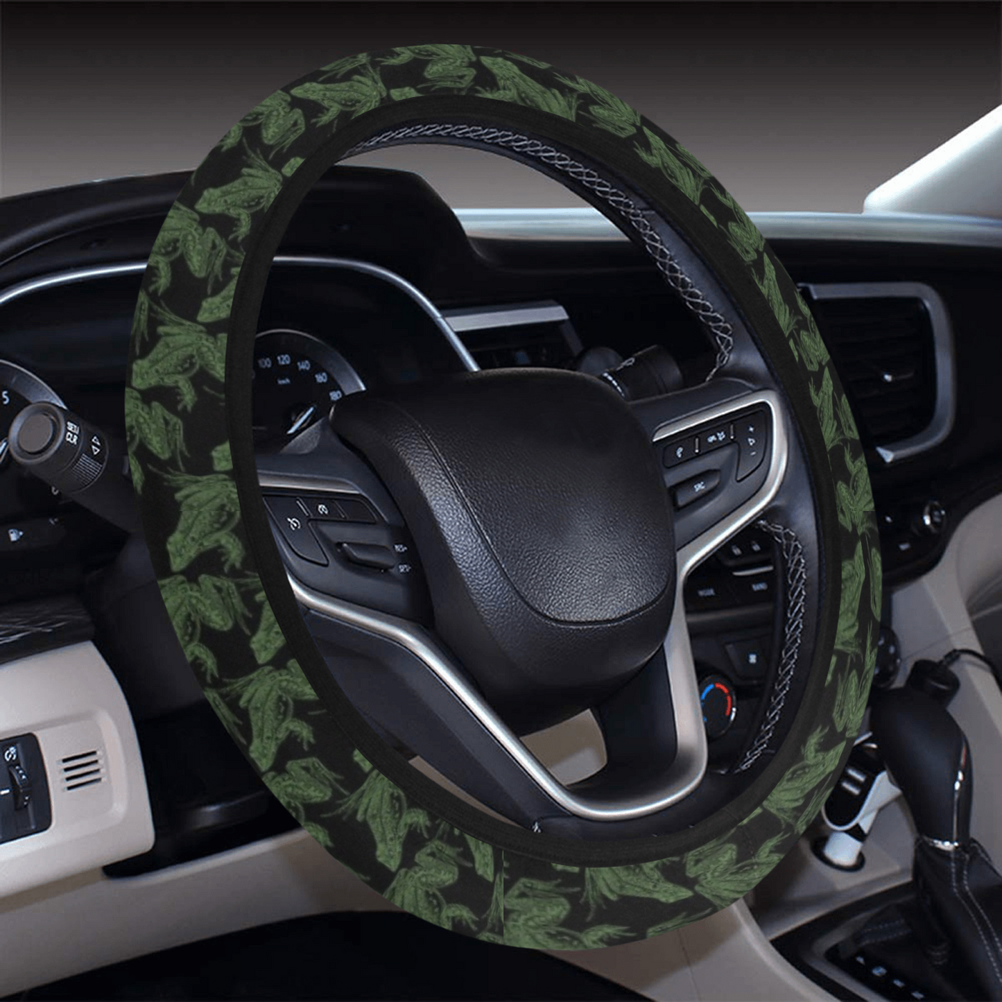 Green Frog Steering Wheel Cover With Elastic, Neoprene Auto Wheel Cover