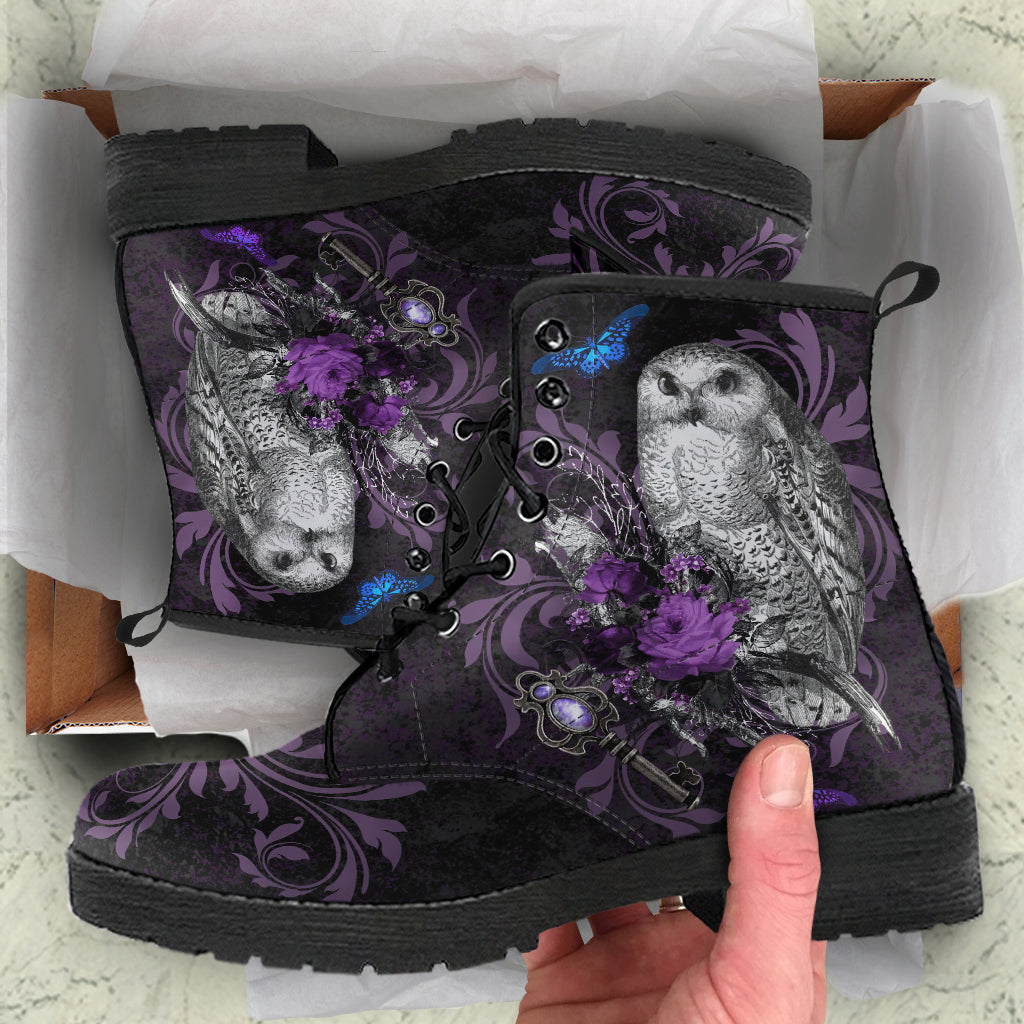 Purple Owl Boots Combat Style
