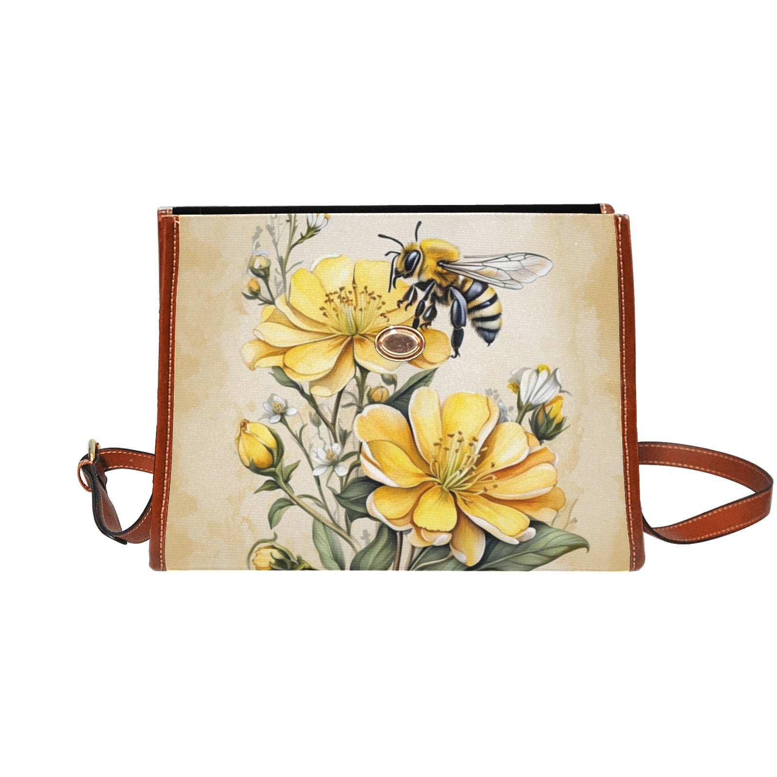 Honey Bee with Yellow Flowers Purse Handbag