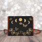 witchy purse, moon phases and butterflies handbag, shoulder bag