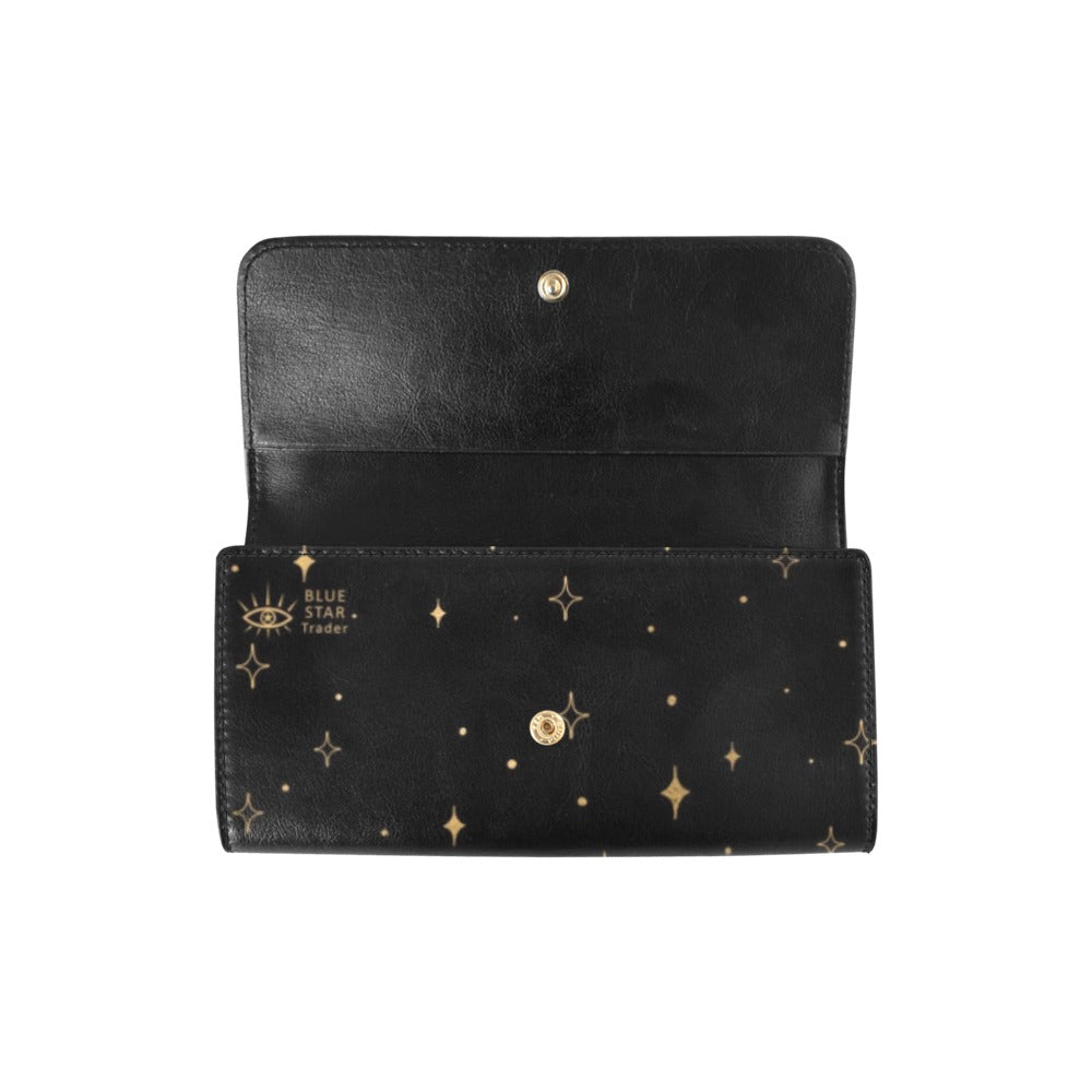 Witchy Moth Trifold Wallet with Leaves