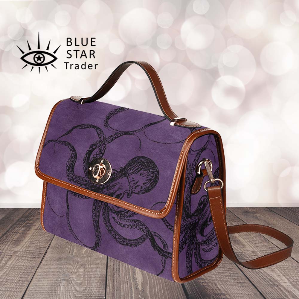 purple octopus Goth handbag, purse, cross body bag