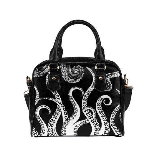 Black and white octopus tentacles purse