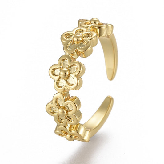 Gold Tiny Flowers Toe Ring (Size 3)