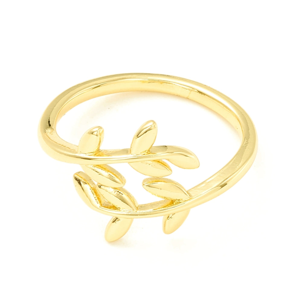 Delicate Leaves Ring, Gold Brass Size 6.5