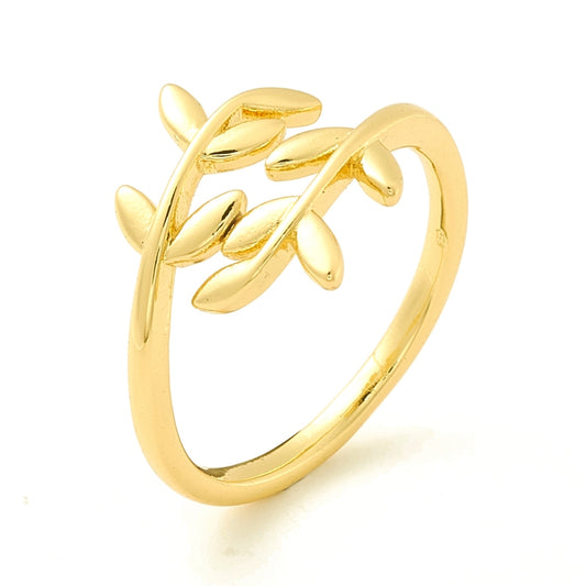 Delicate Leaves Ring, Gold Brass Size 6.5
