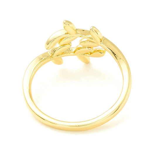 Delicate Leaves Ring, Gold Brass Size 6.5