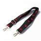 Red hearts purse strap, queen of hearts, black purse strap