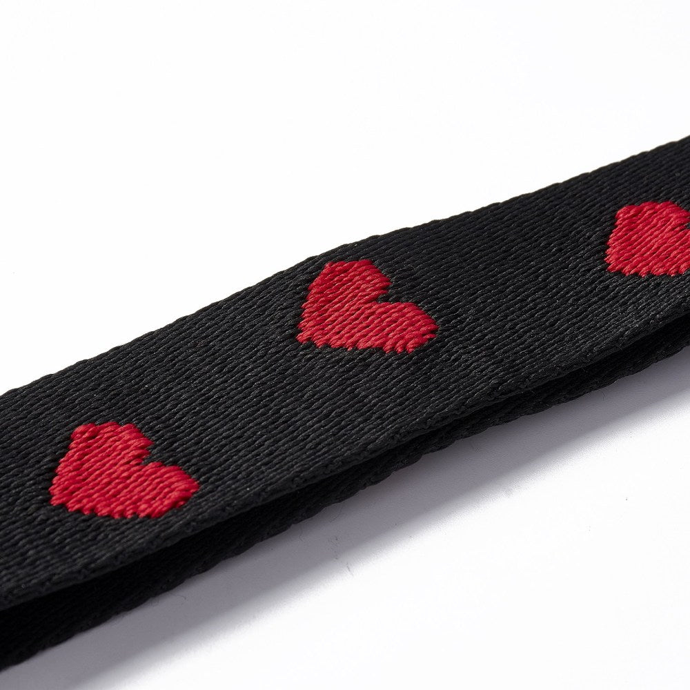 Red hearts purse strap, queen of hearts, black purse strap