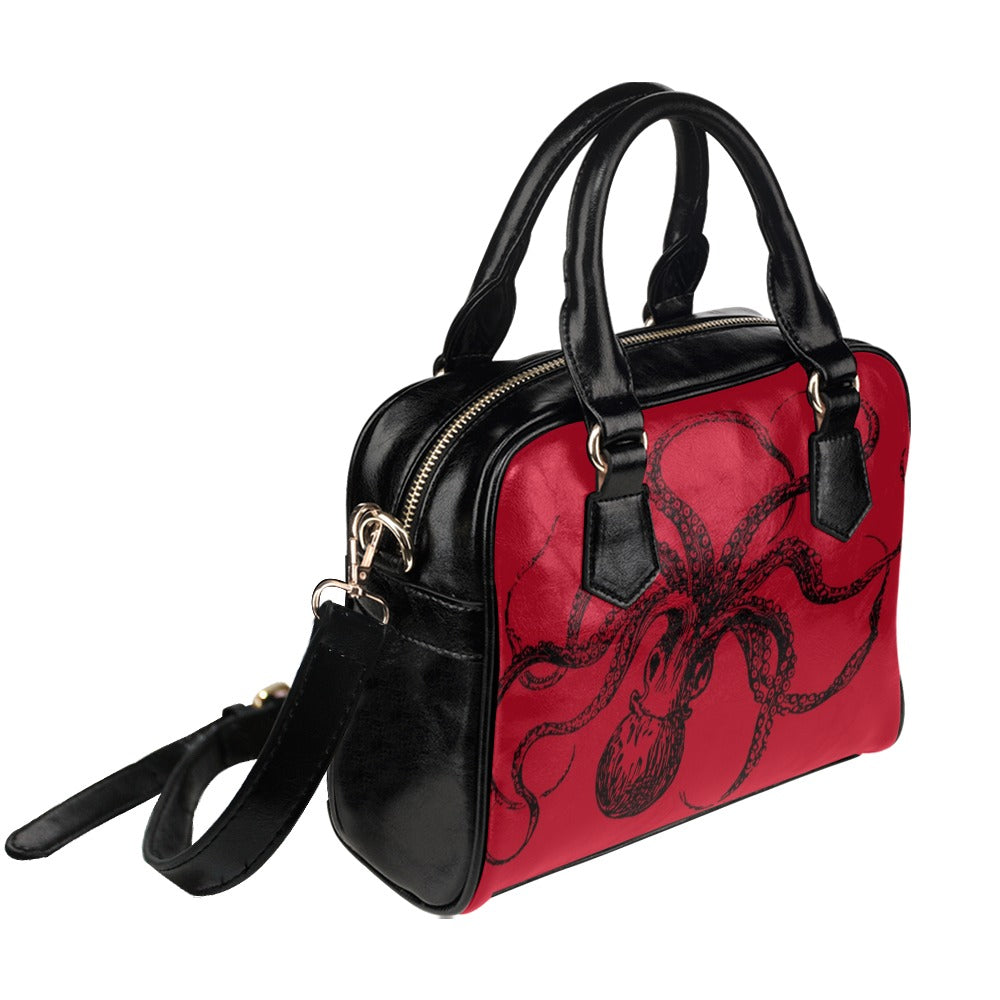 Red Octopus Purse, Goth Bowler Bag