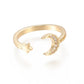 Moon and Star Ring, Gold Brass Size 4.5