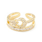 Gold Moon and Stars CZ Ring Size 7.5 Double Band