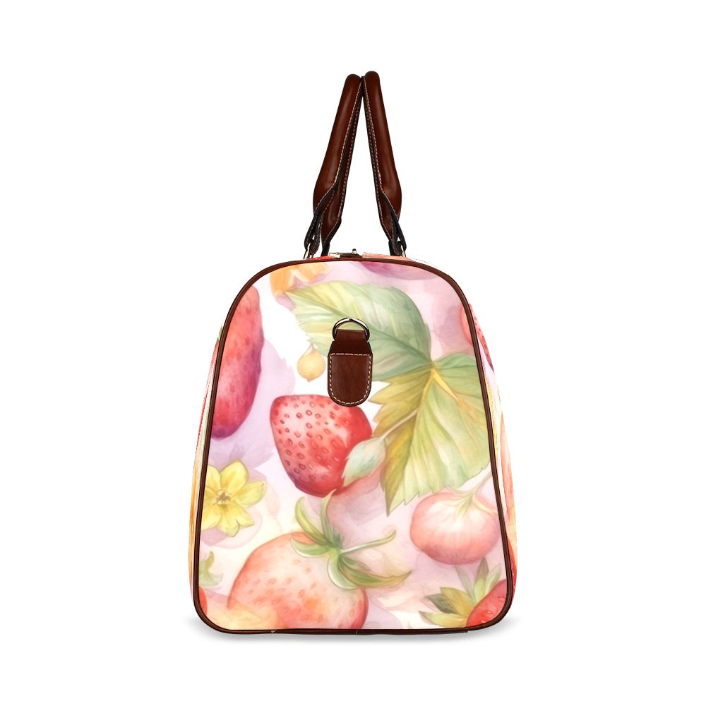 Cute Pink Strawberries Vegan Travel Bag