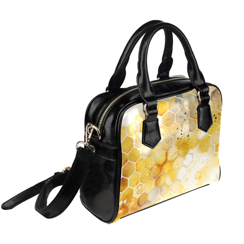 Yellow Honeycomb Handbag Bowler Bag Purse
