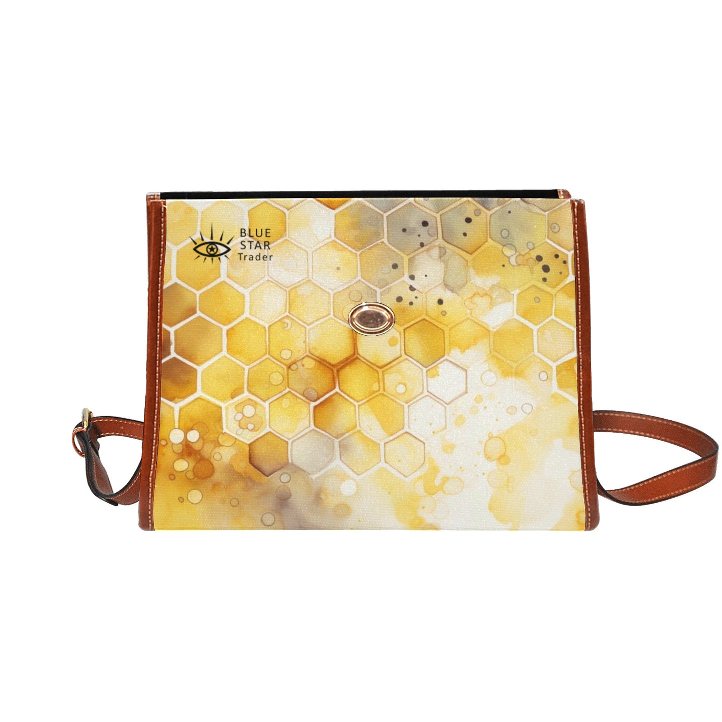 Yellow Honeycomb Canvas Satchel Bag Purse