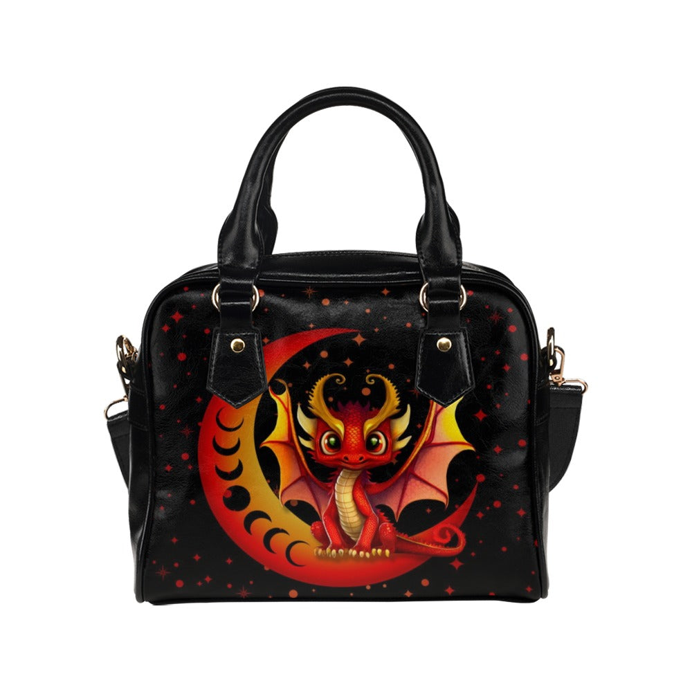 Cute Red and Gold Baby Dragon Purse Bowler Shoulder Bag