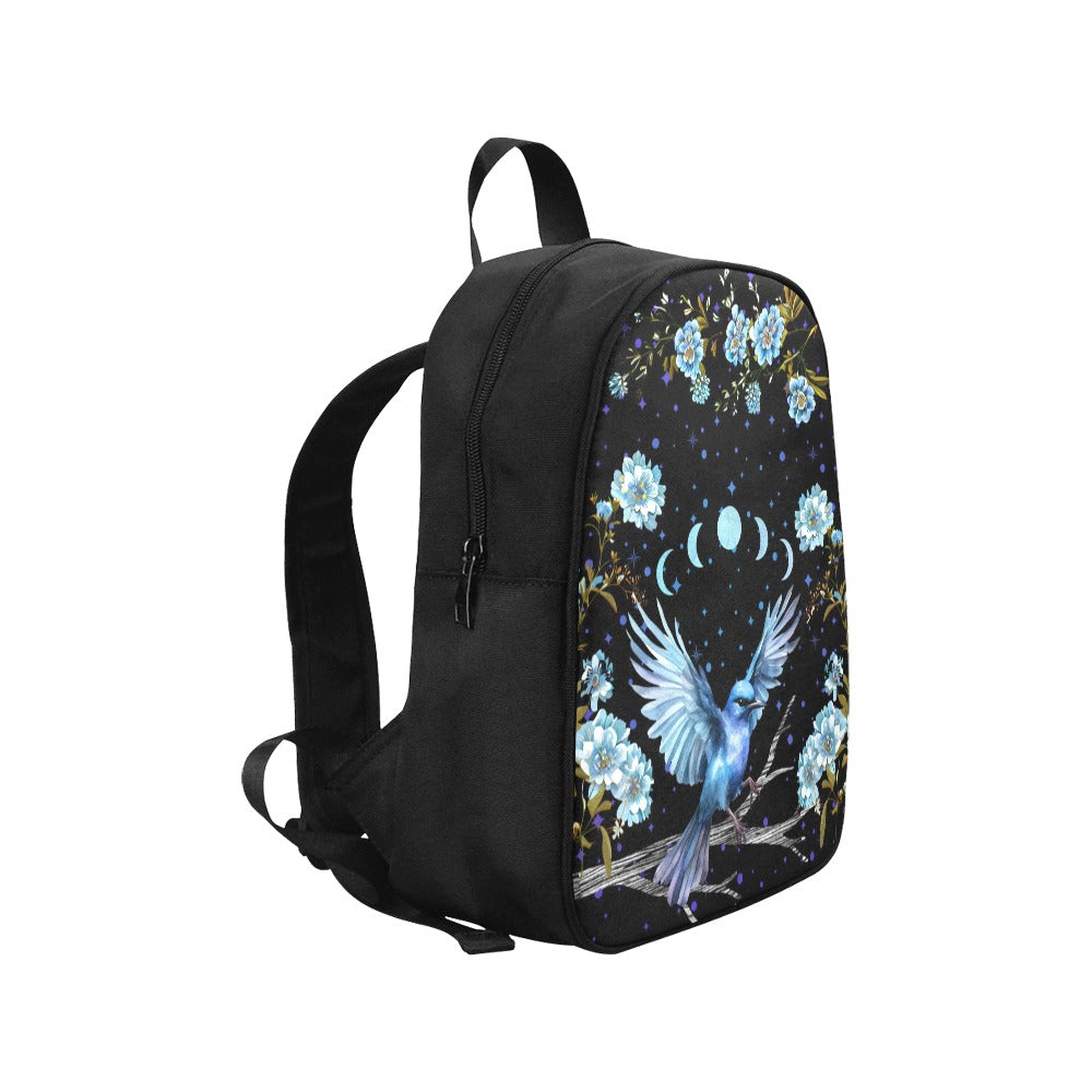 Blue Bird and Moon Phases Cottagecore Back Pack