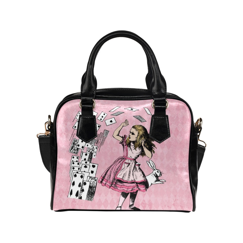 Pink Alice in Wonderland - Cards Attack - Bowler Purse Handbag