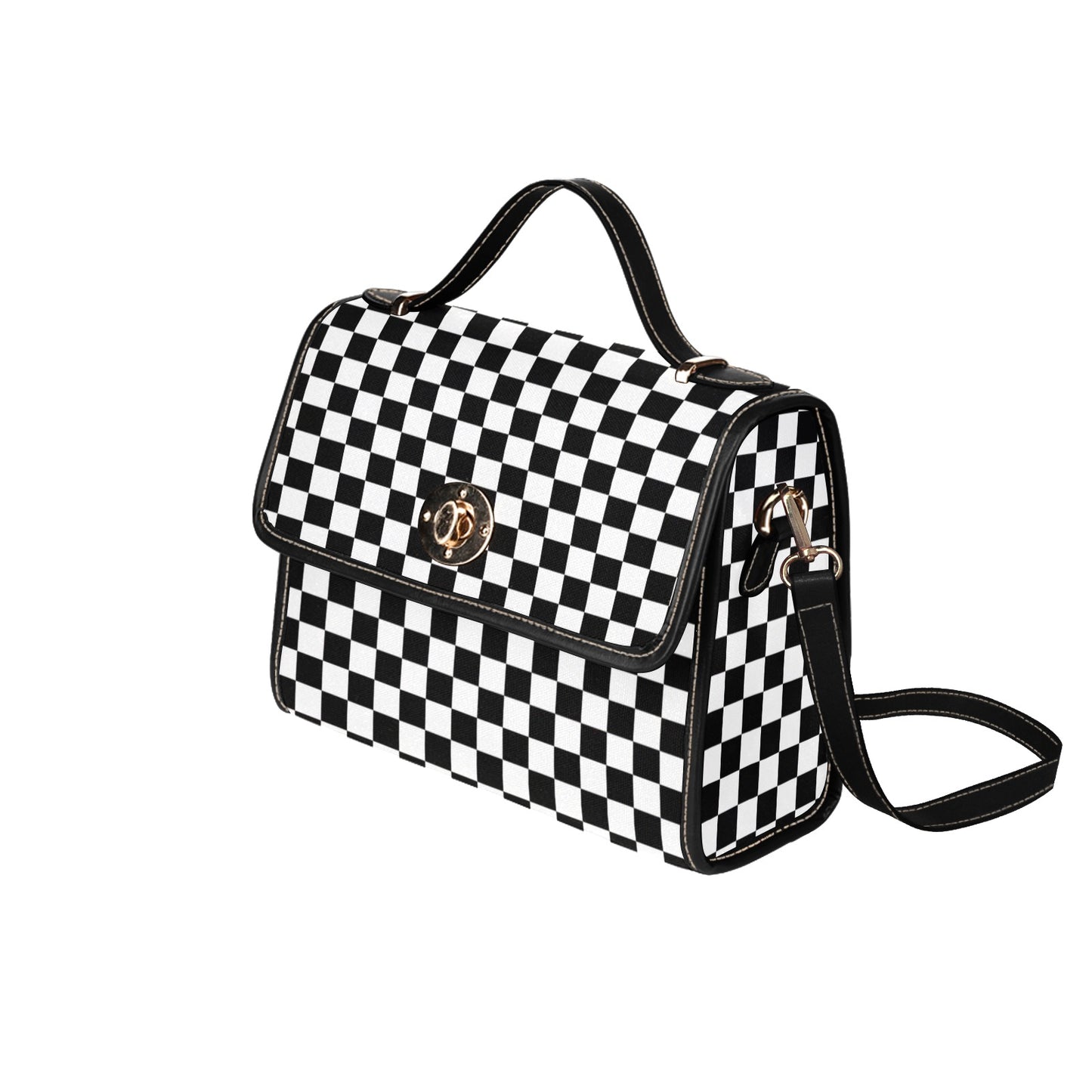 Black White Checkered Purse, Cross Body Purse