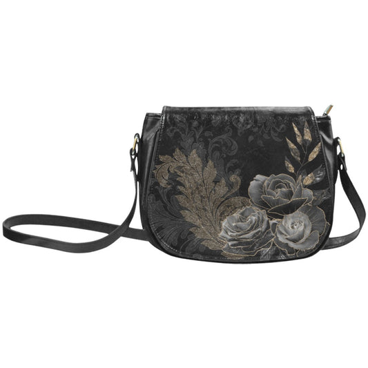 Goth Black Roses Saddlebag Purse (Ready to Ship)