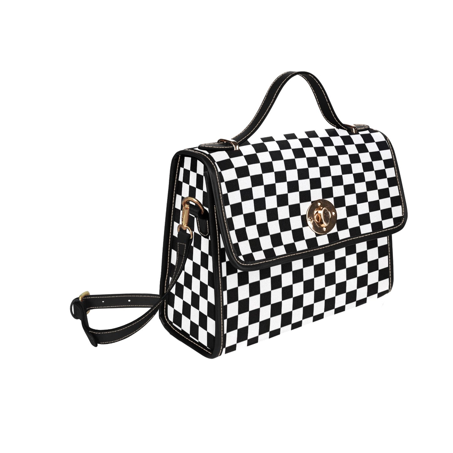 Black White Checkered Purse, Cross Body Purse