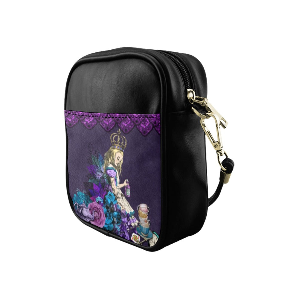 Purple Alice in Wonderland Mini Phone Purse - Crossbody Sling Bag