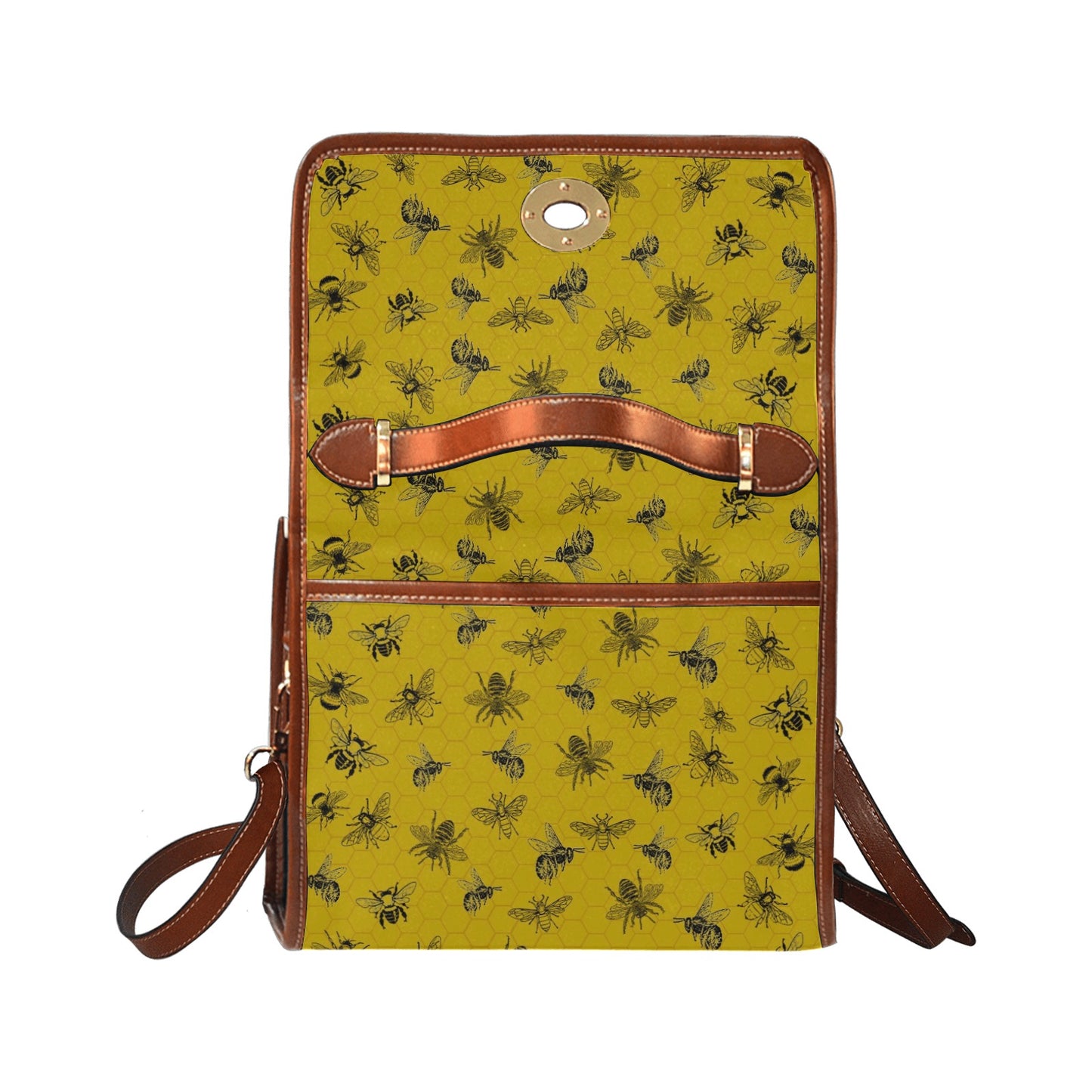 Retro Yellow Honey Bee Canvas Satchel Bag Purse