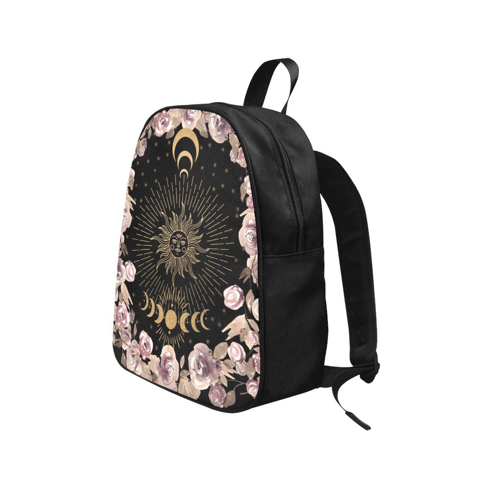 Cottagecore Backpack, Pale Roses Bookbag (Select Size), Moon Phases School bag, Witchy bag