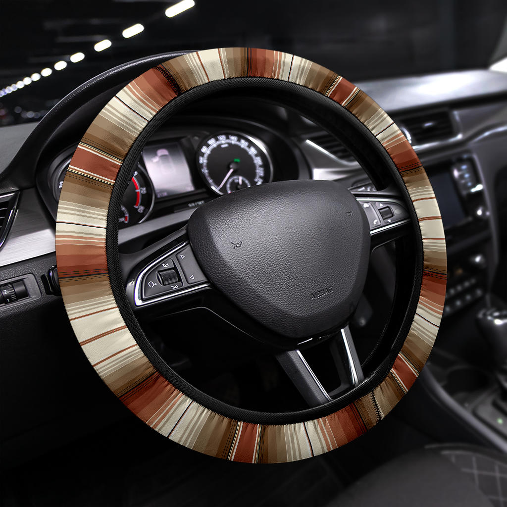 Serape Rust Tan Brown Steering Wheel Cover