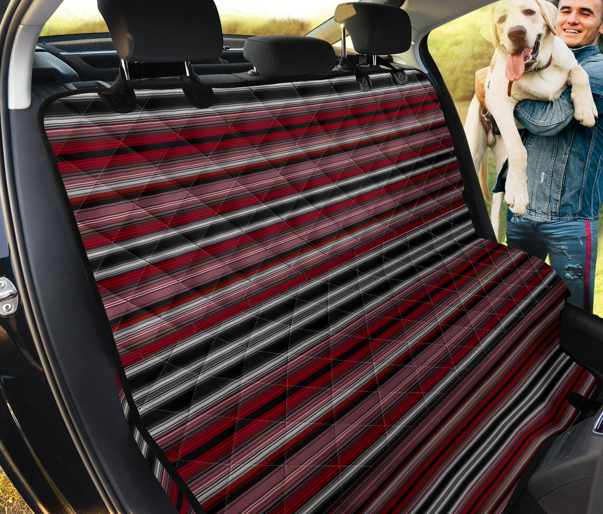 Serape Car Seat Covers, Dark Red Stripes Auto Seat Protector, Pet Seat Covers Mexican Blanket Print, Striped