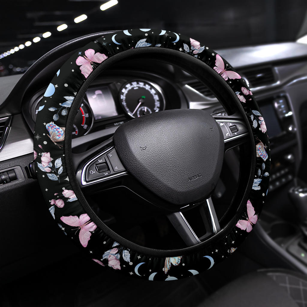 Pastel butterflies steering wheel cover, stars, moon phases