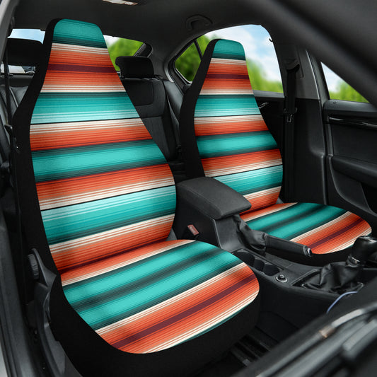 turquoise orange serape car seat covers, striped seat covers, Southwestern, Baja