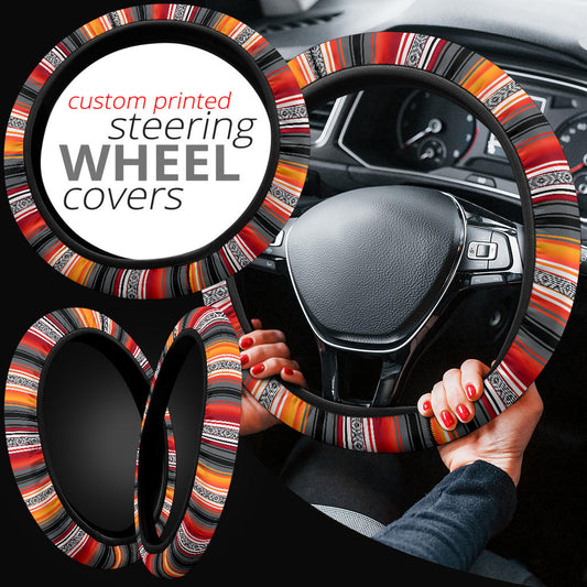 Red Orange Serape Steering Wheel Cover
