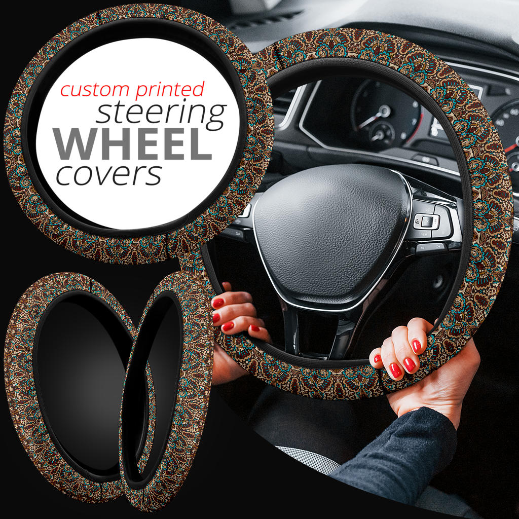 Boho Brown Steering Wheel Cover
